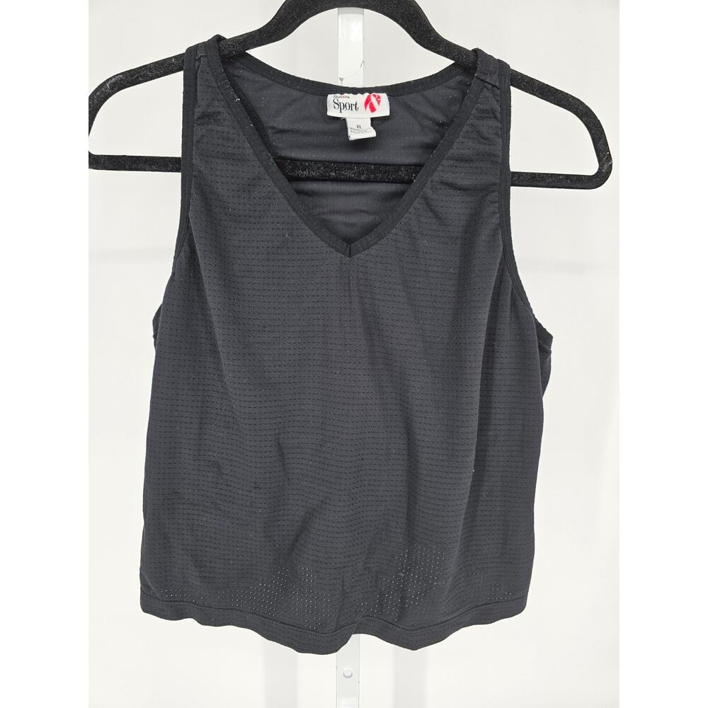 Style & Co Sport Womens Sz XL V neck Sleeveless Athletic Tank Top Black